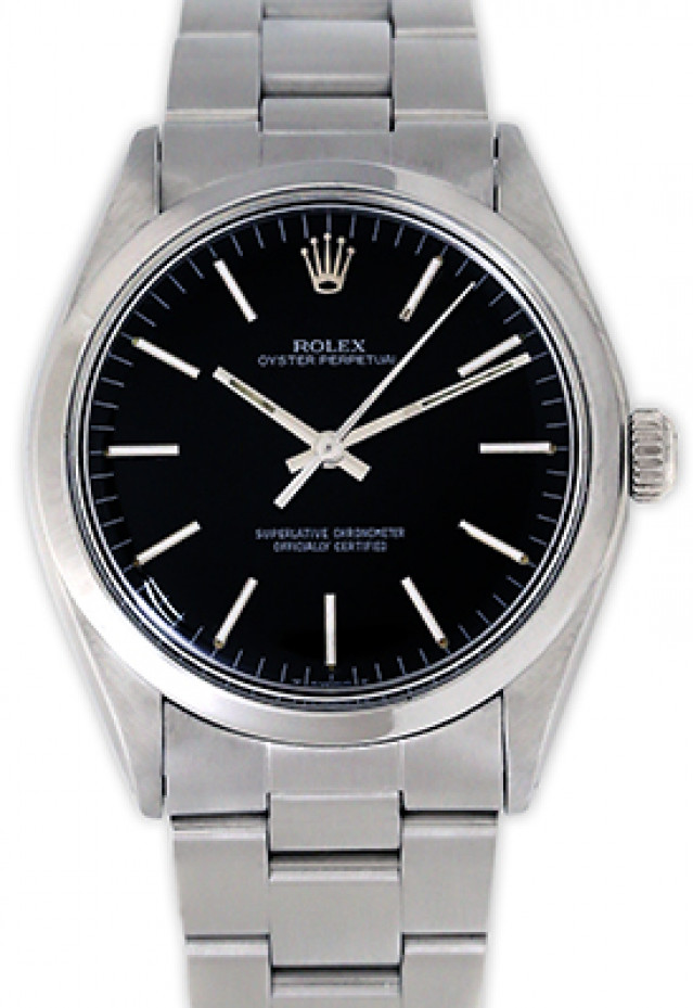 Rolex 1002 Steel on Oyster Black with Silver Index
